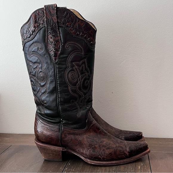 Corral Brown Leather Embroidered Western Cowboy Boots Womens size 9 - Picture 7 of 12